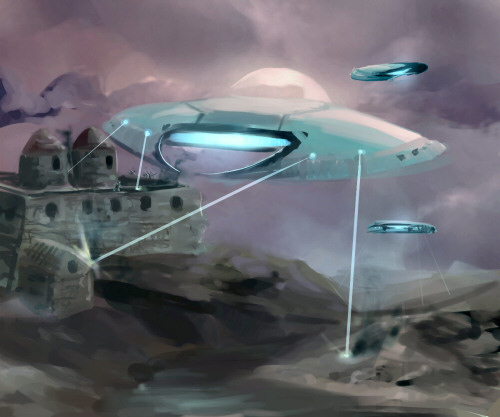 DSG 1340: Sci-Fantasy: BEFORE THE DUSK-LIT CASTLE RAMPARTS, A SPACECRAFT HOVERS DSG 1340: Sci-Fantasy: BEFORE THE DUSK-LIT CASTLE RAMPARTS, A SPACECRAFT HOVERS