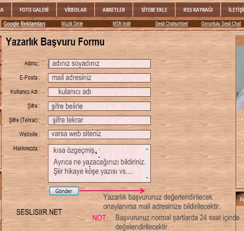 Yazarlik basvurusu
