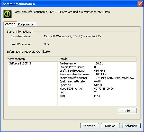 In anderen Tools wie z.b. GPUz oder der Automatischen Online Treiber Suche von Nvidia wird mir gesagt das ich eine Geforce 8200M G verbaut hätte.