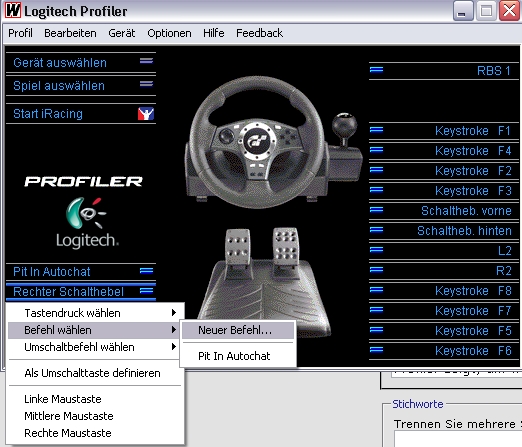 Der Profiler zeigt, um welchen Button es sich konkret handelt. Einfach Linksklick und wie folgt vorgehen: