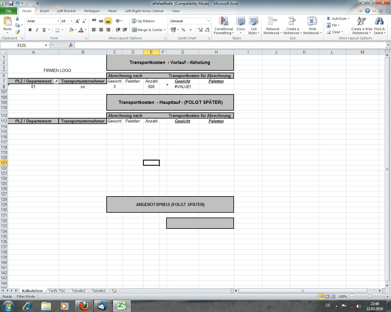 Angebots Kalkulation für Verkauf in Excel [​IMG]