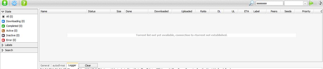 ... List Not yet available, connection to rtorrent not established