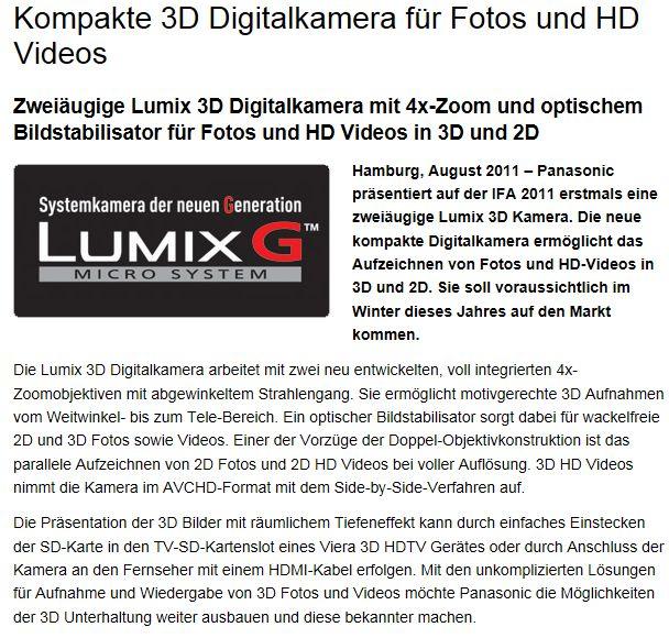 Lumix 3d 3d And Stereo Photography Forum Digital Photography Review