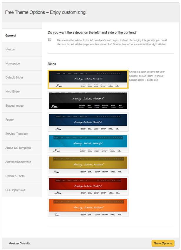 Free Theme Options