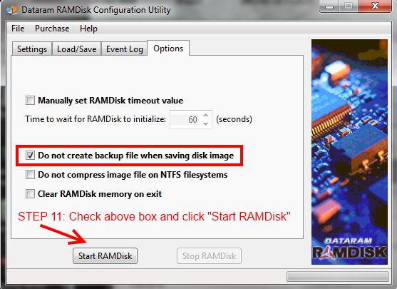 dataram ramdisk was unable to initialize