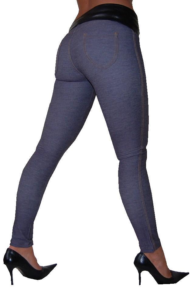 Neu Leggings Hose Jeans Optik Zipper Grau Taschen M 38