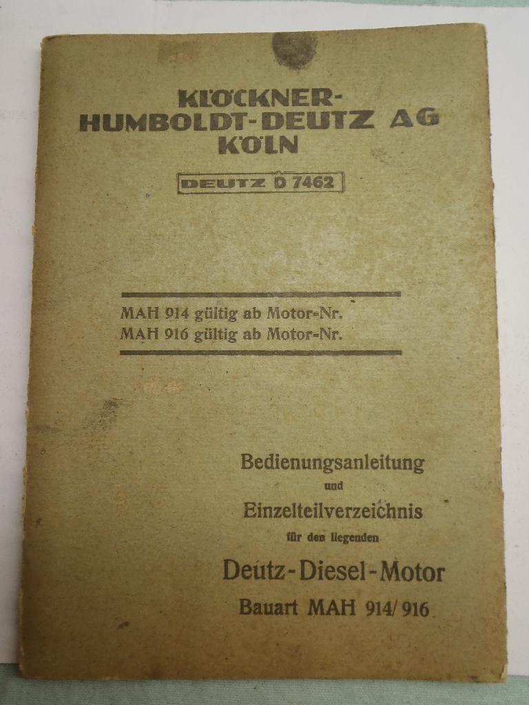 Deutz Stationärmotor MAH 914 Bedienungsanleitung, Ersatzteilliste